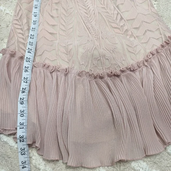Saints + Secrets Small Dreamy Long Sleeve Blush Pink Ruffle Mini Dress - Picture 5 of 15